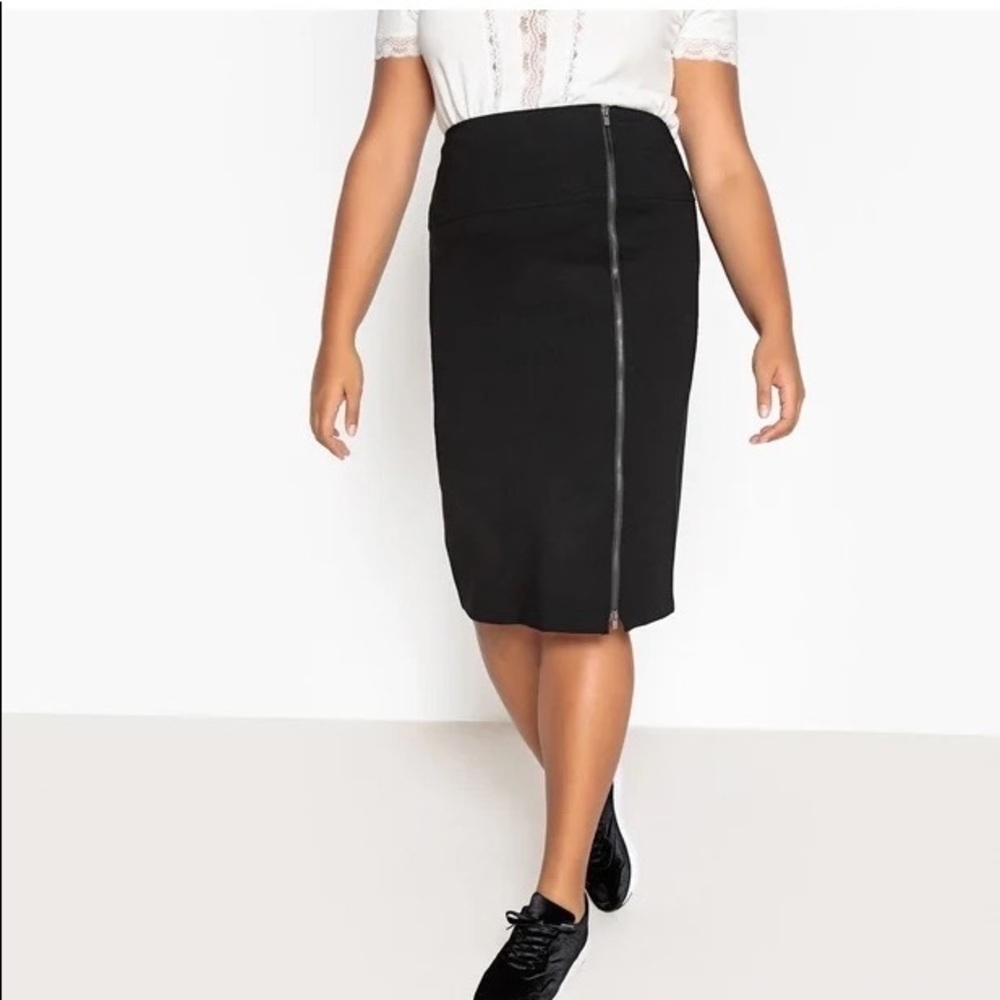 NWT  Joseph Ribkoff black textured pencil skirt reversible full zipper size 8